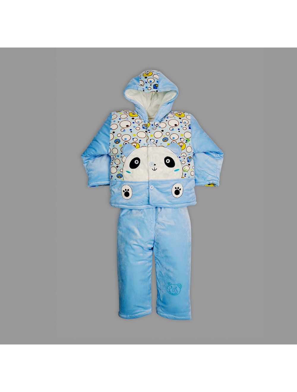 Little Spark Baby Velvet Suit Panda Blue (6-9 Months)